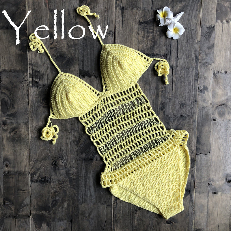 Sydney Hand-Woven Halter One-Piece Swimsuit