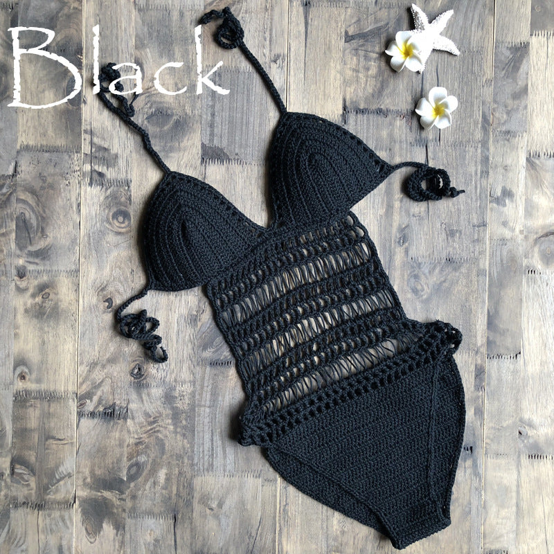 Sydney Hand-Woven Halter One-Piece Swimsuit