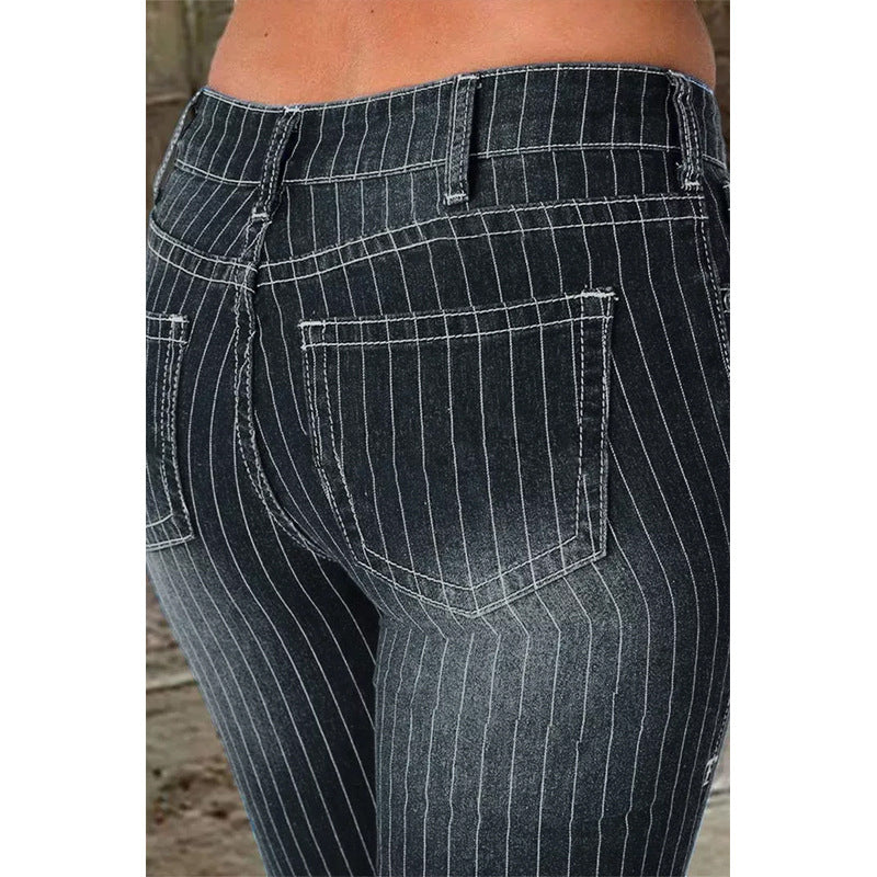 Nina Striped Bell Bottom Jeans