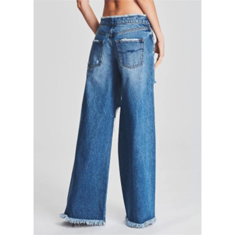 Madison Ripped Wide Leg Jeans