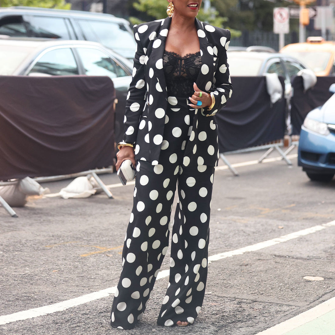 Felina Plus Size Polka Dot Two Piece Suit