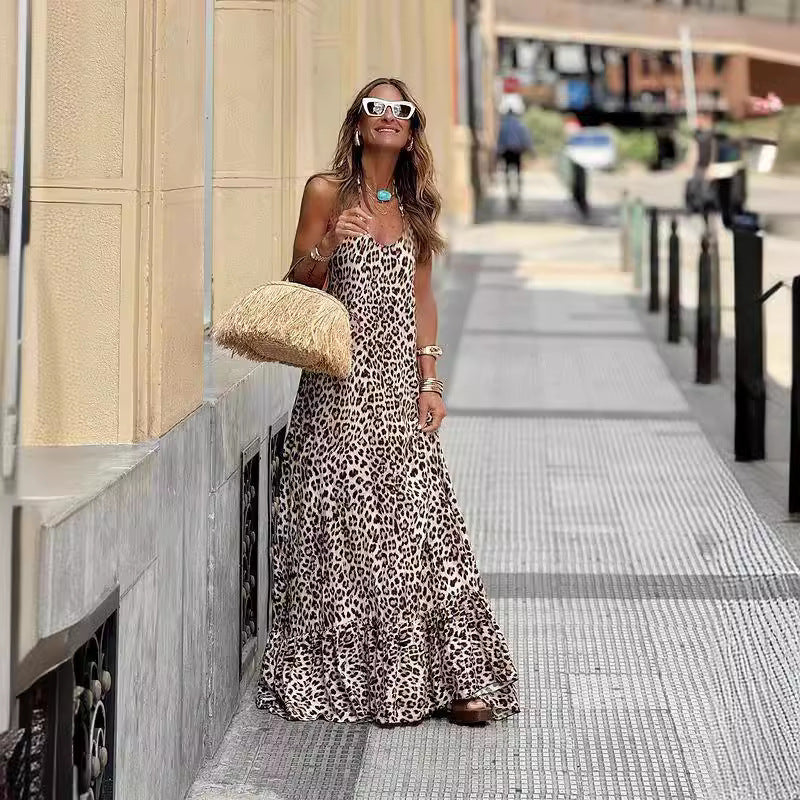 Francy Leopard Print Halter Dress