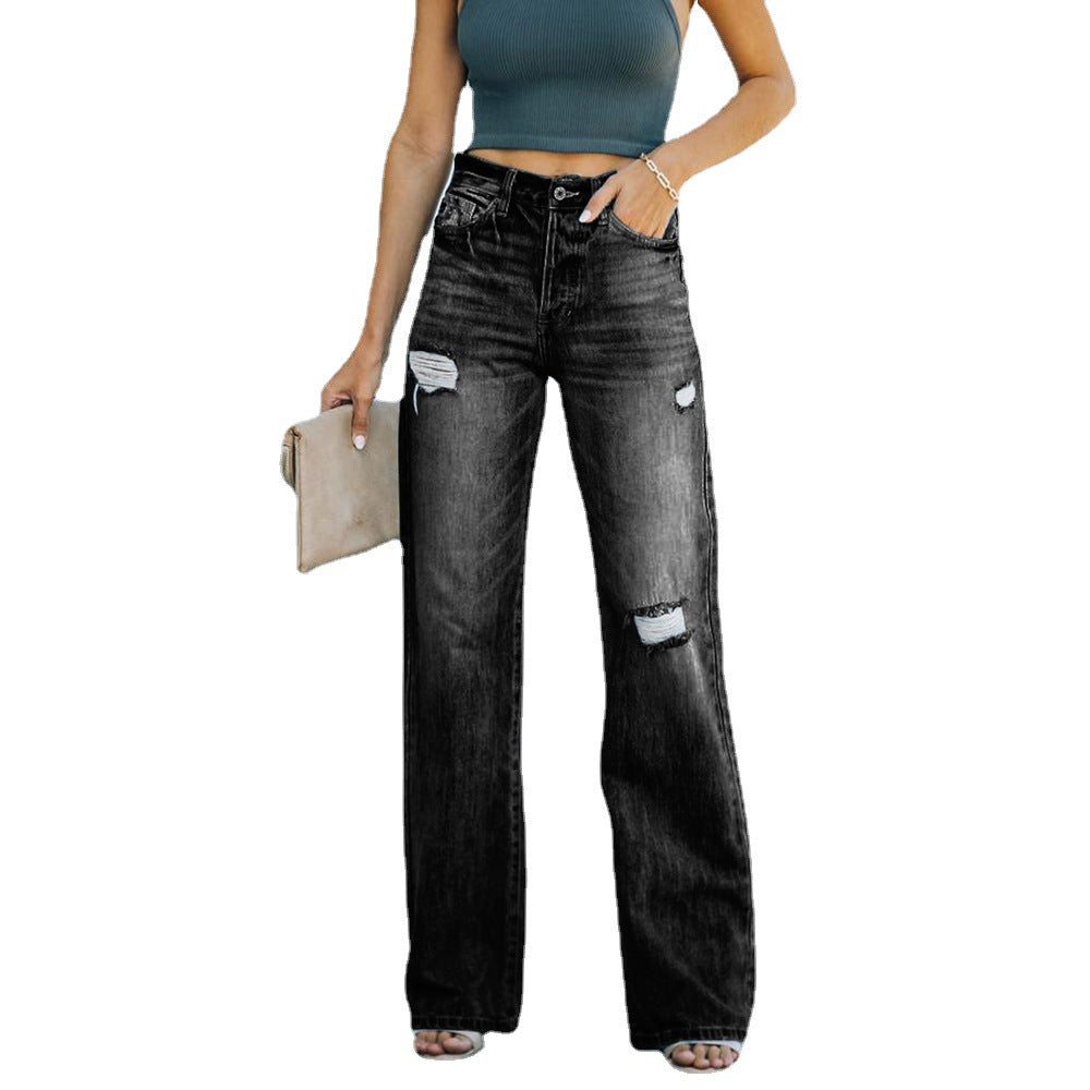 Karrie Ripped Wide-Leg Jeans