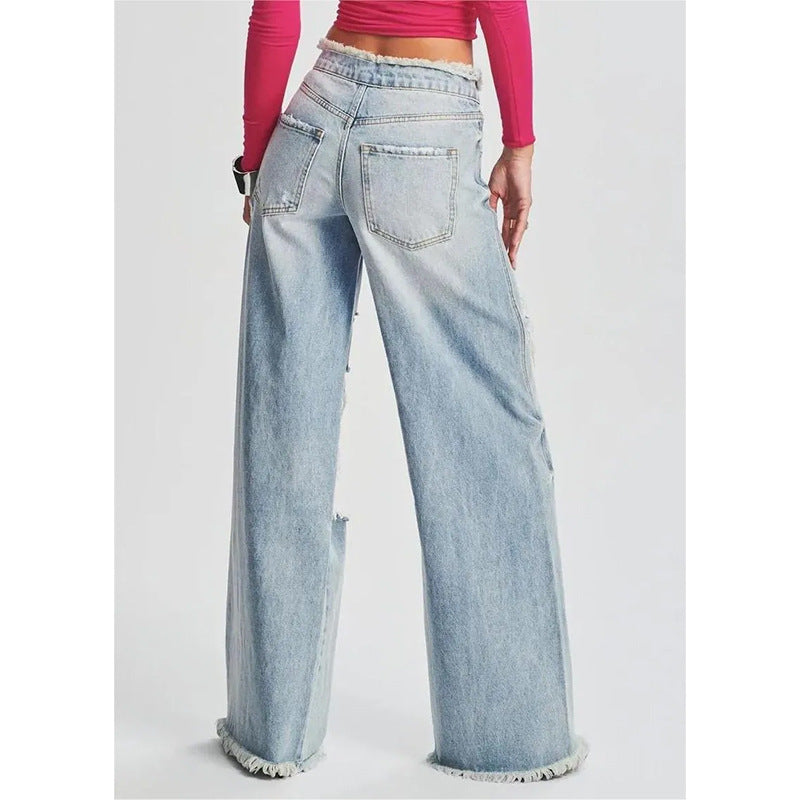 Madison Ripped Wide Leg Jeans