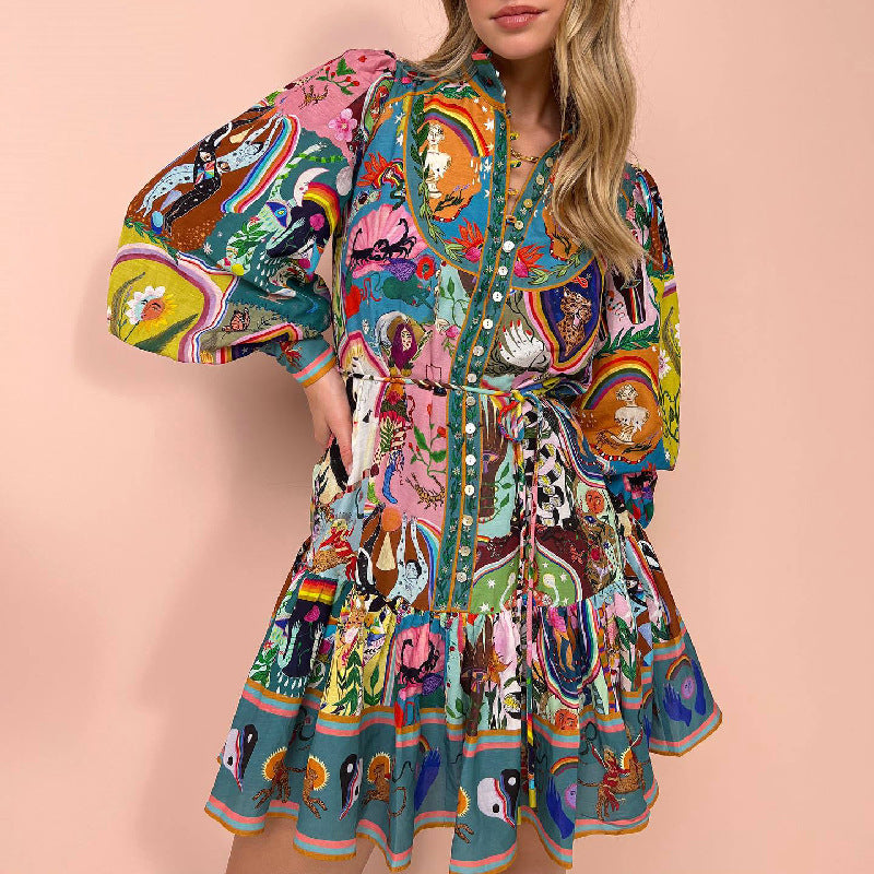Karina Printed Pleated Dress