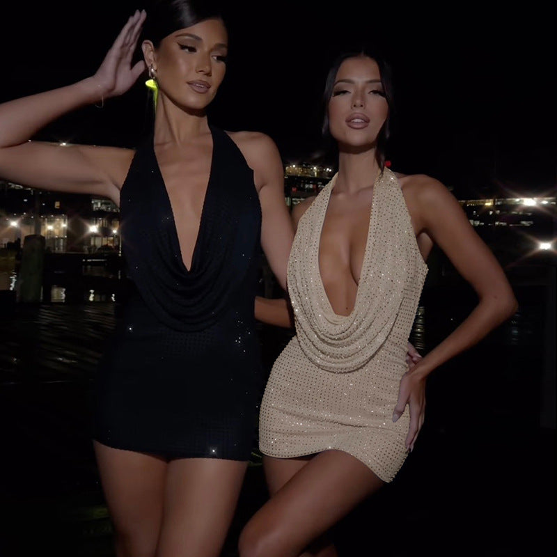 Rachelle Halter Low Cut Backless Dress