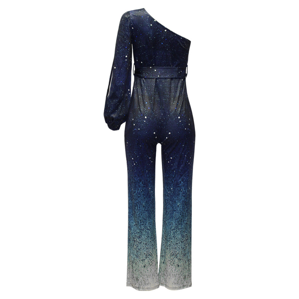 Estrella Diagonal Collar Jumpsuit