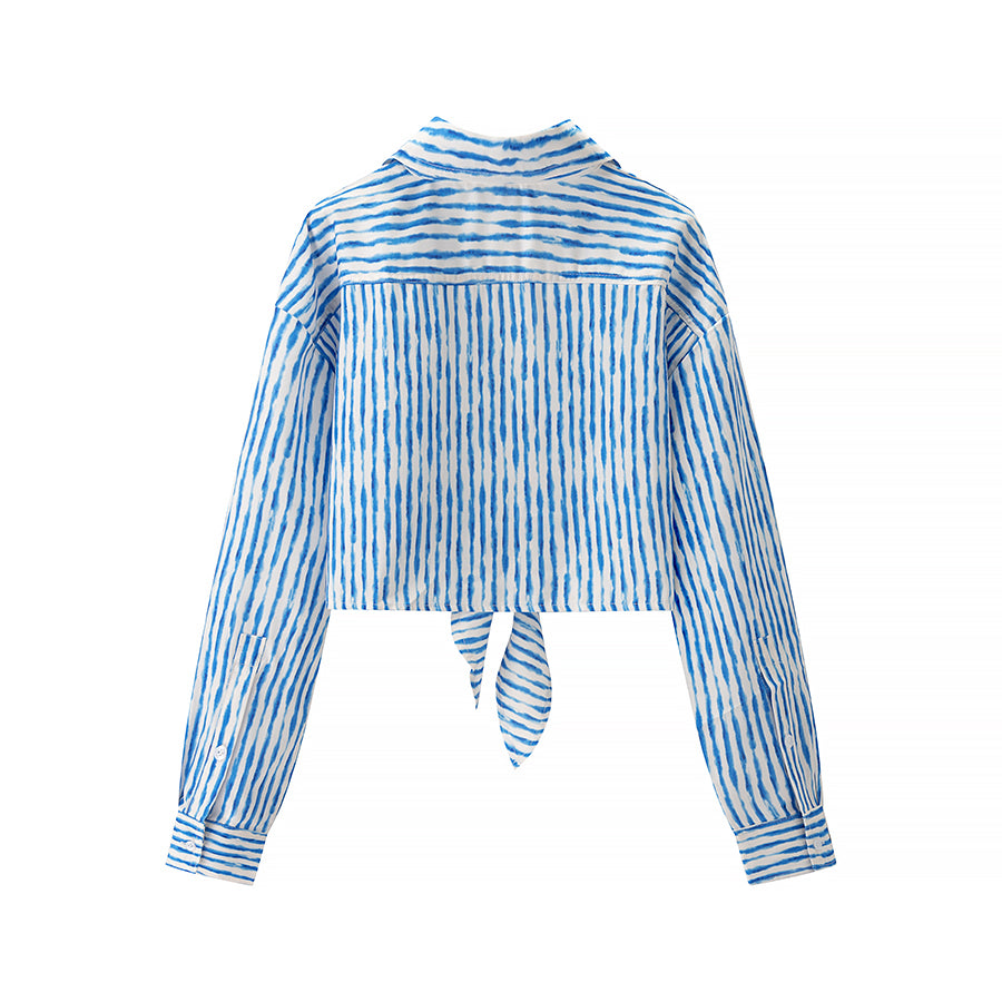 Elena Casual Striped Front Tied Shirt