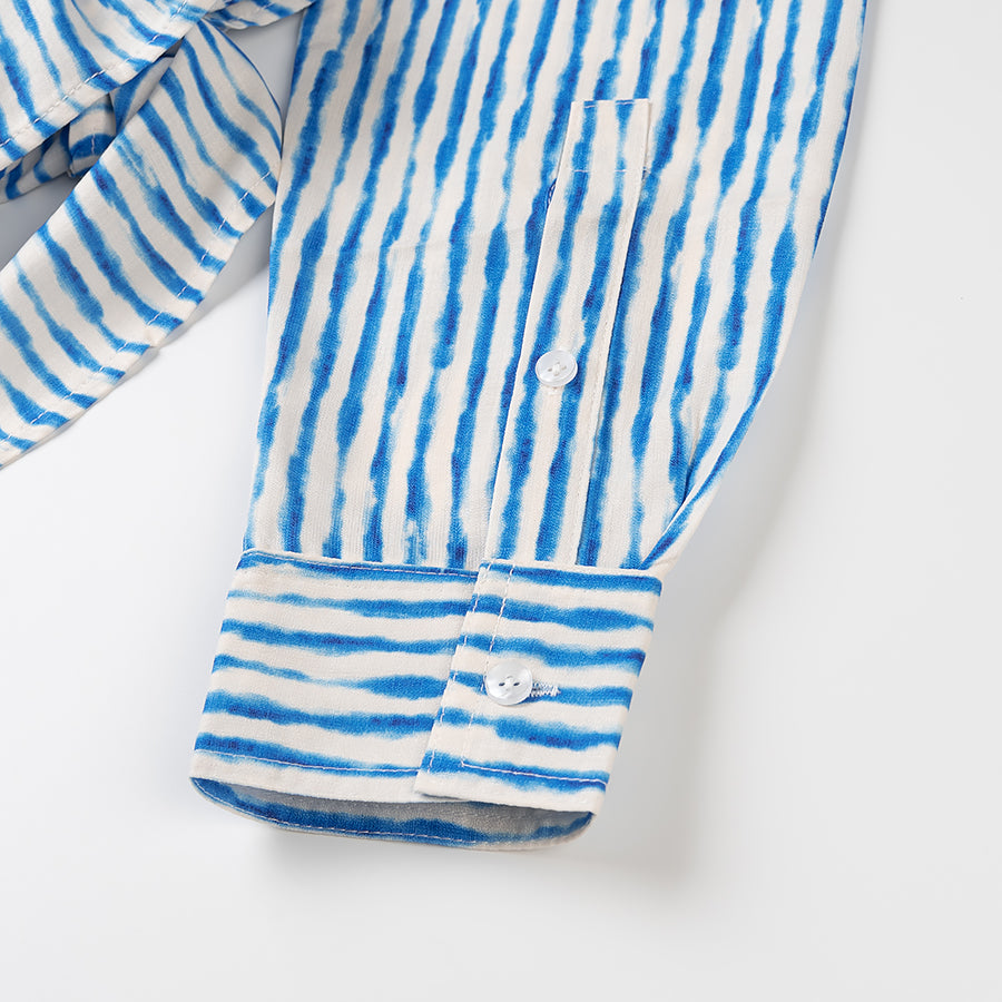 Elena Casual Striped Front Tied Shirt
