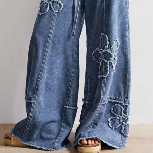 ELC Gaby Loose Floral Stitch Denim