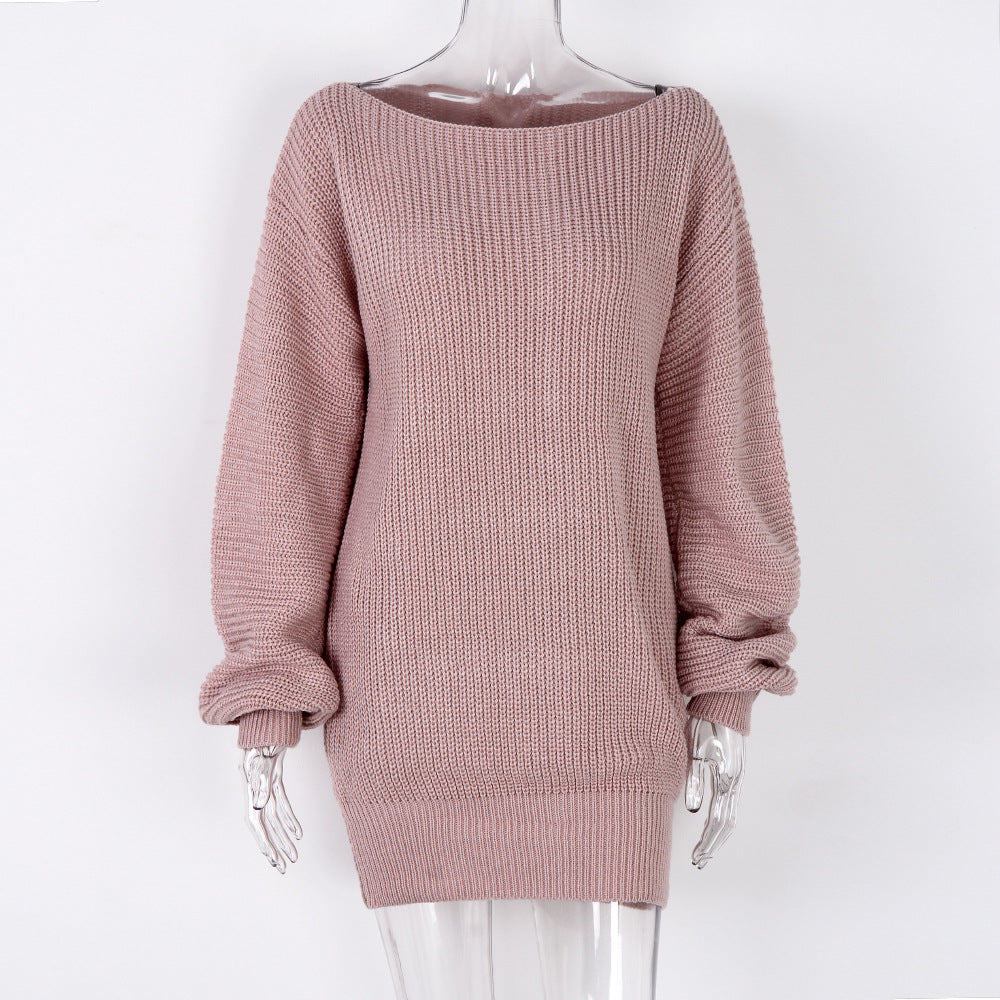 Stevie Long Sleeve off Shoulder Knitted Sweater Dress