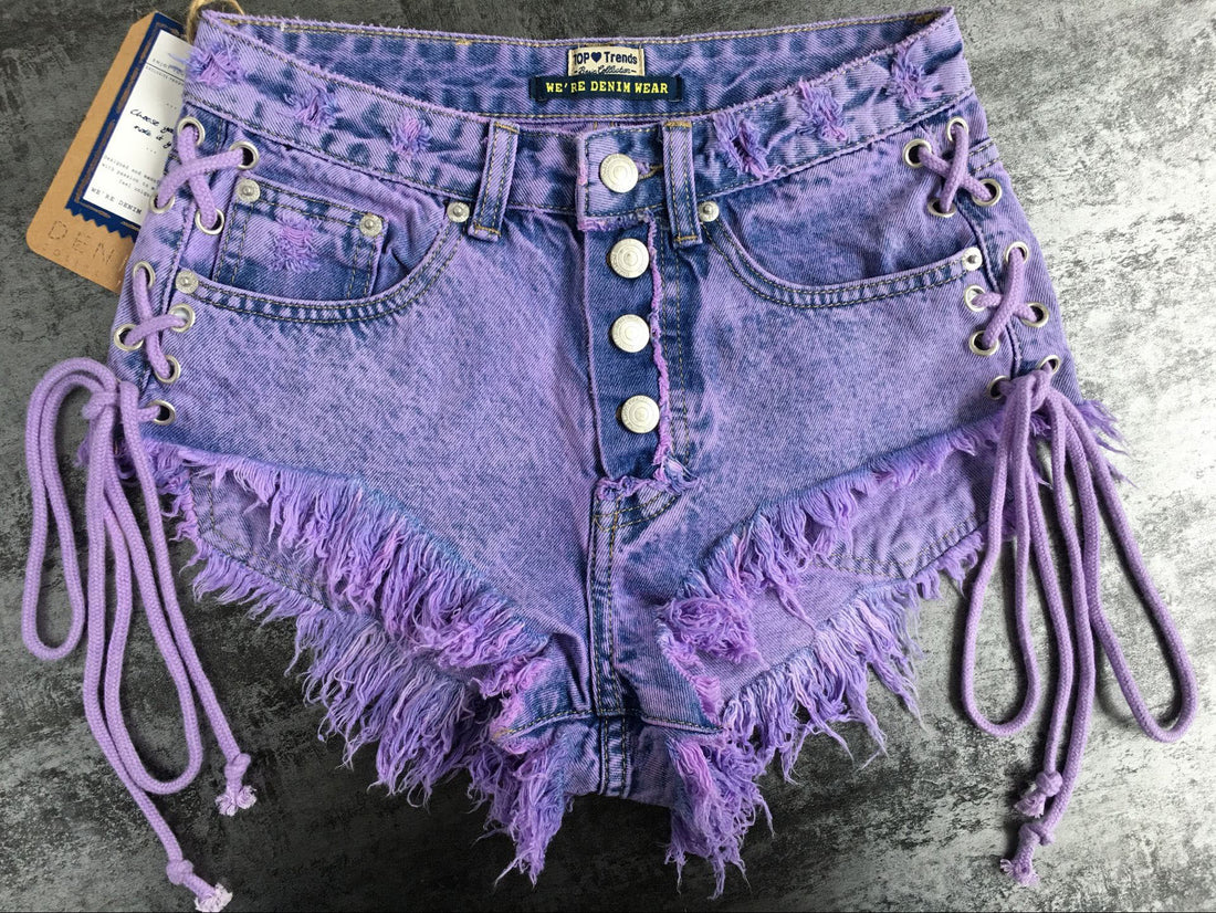 Arielle Purple Denim Button-Up Short