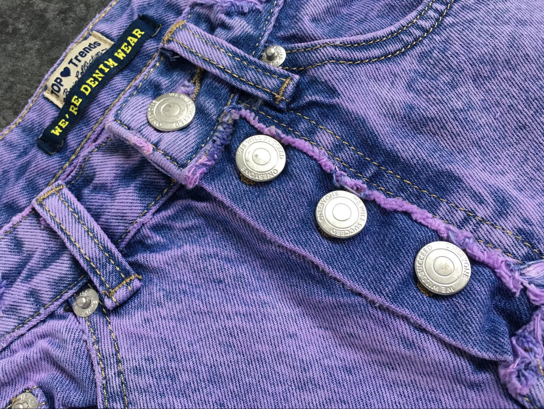 Arielle Purple Denim Button-Up Short