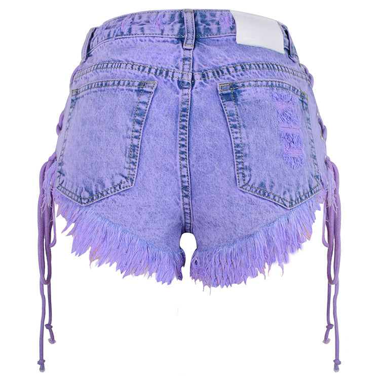 Arielle Purple Denim Button-Up Short