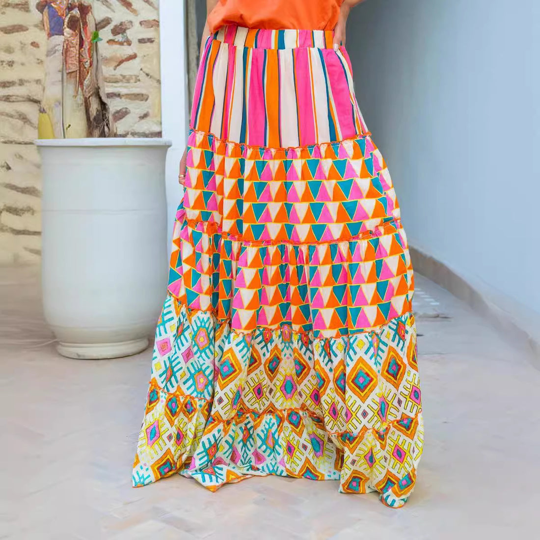 Gigi BOHO Printed Ruffled Skirt