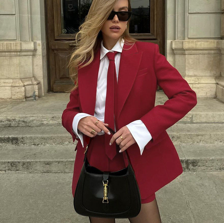 Stella Red Shorts and Jacket Two Piece Set with Tie