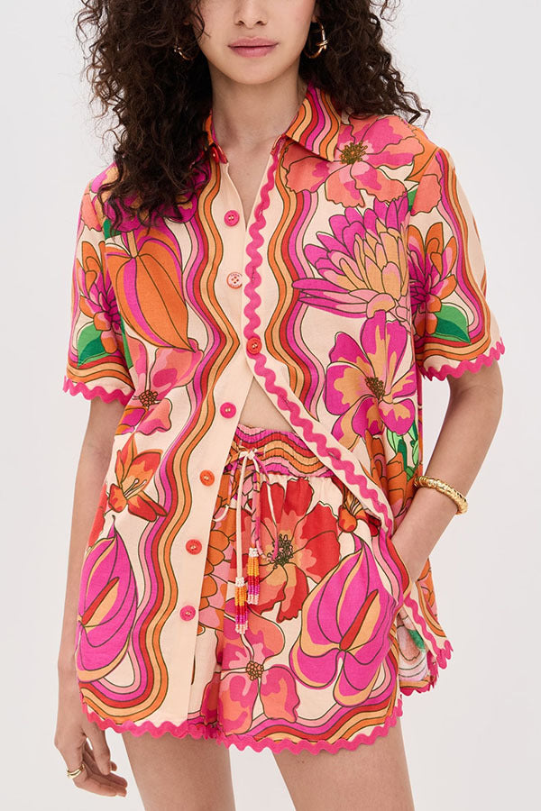 Angie Printed Two Piece Shorts Set