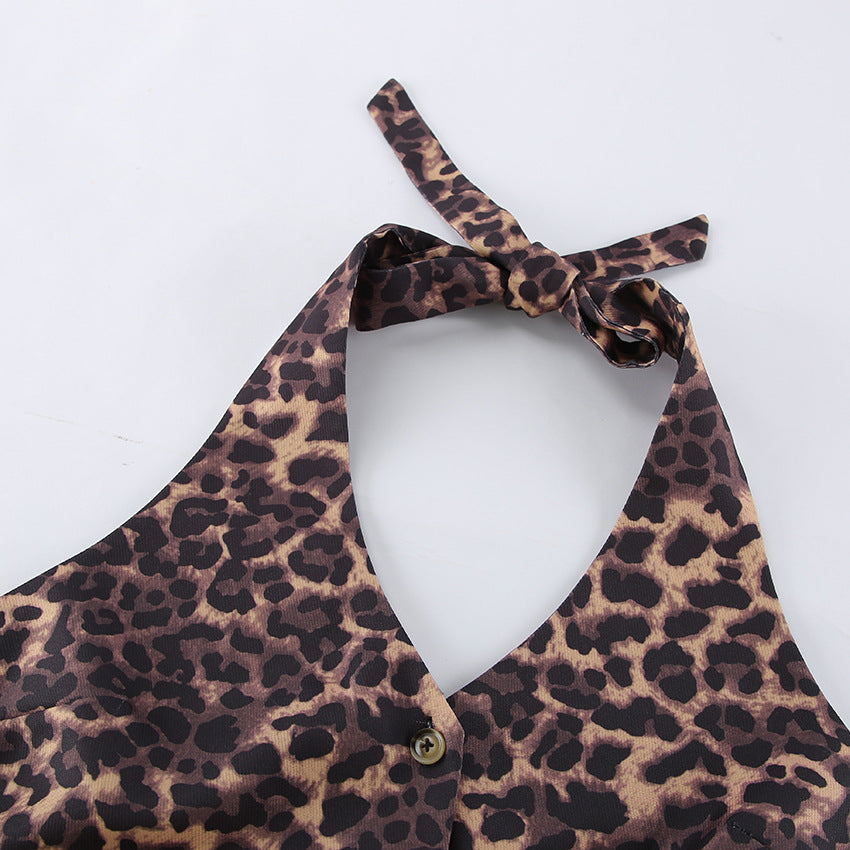 Sonny Leopard Print Halter Sleeveless Top
