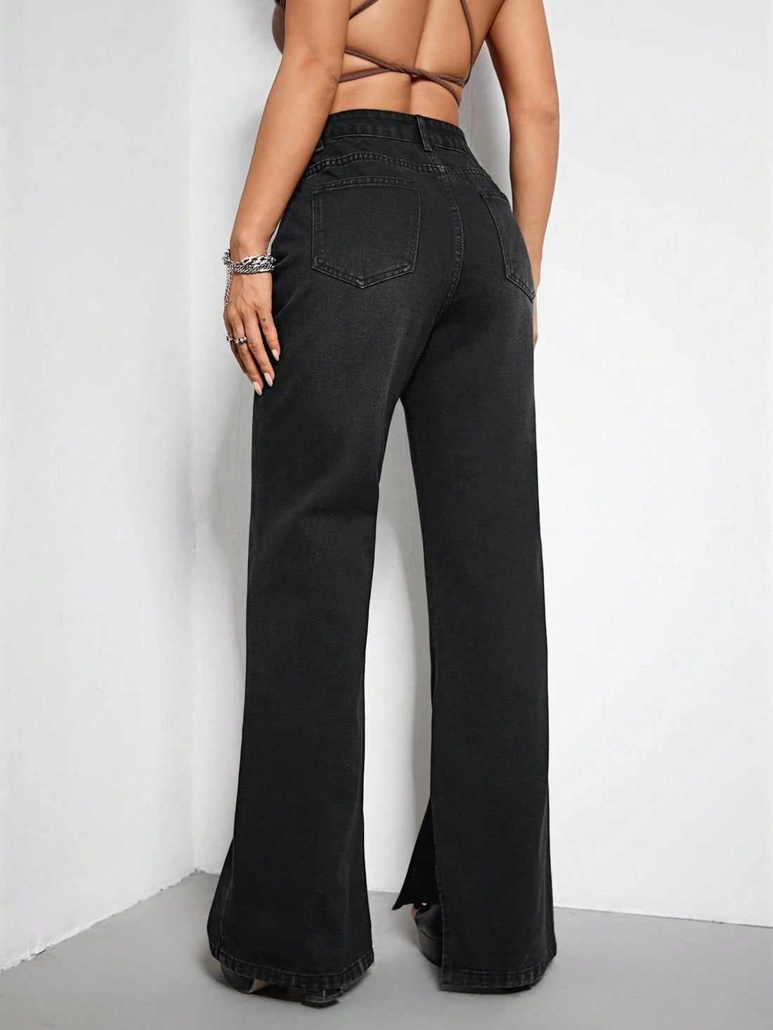 Anna Black Straight Leg Jeans