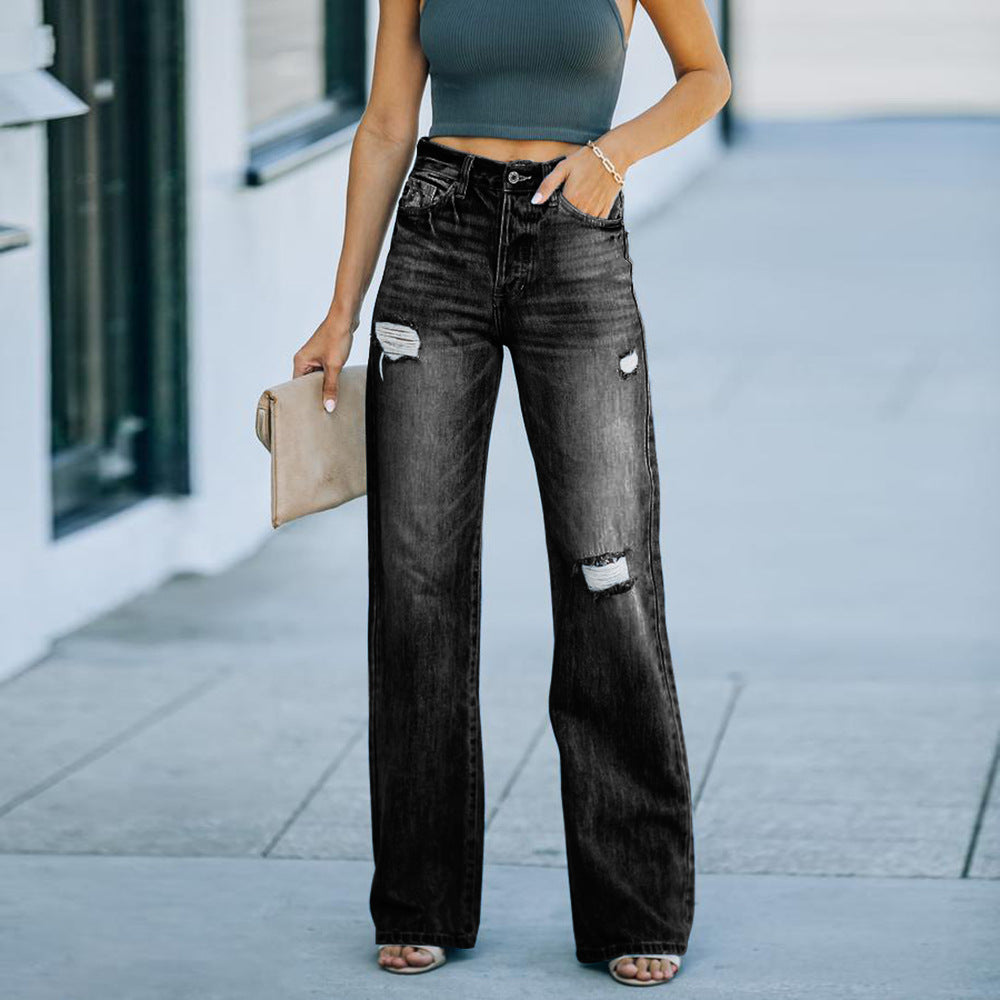 Karrie Ripped Wide-Leg Jeans