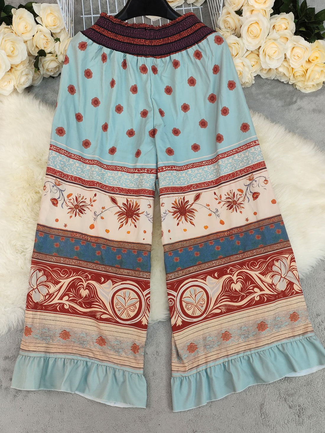 Simone BOHO Printed High Waist Loose Wide Leg Pants