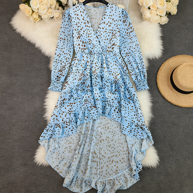 Brittney BOHO Long Sleeve Printed Dress L / Blue