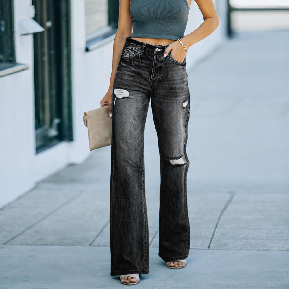 Karrie Ripped Wide-Leg Jeans