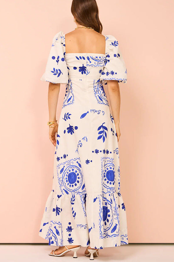 simi linen dress Simi Casual Printed Linen Dress M / nacarat
