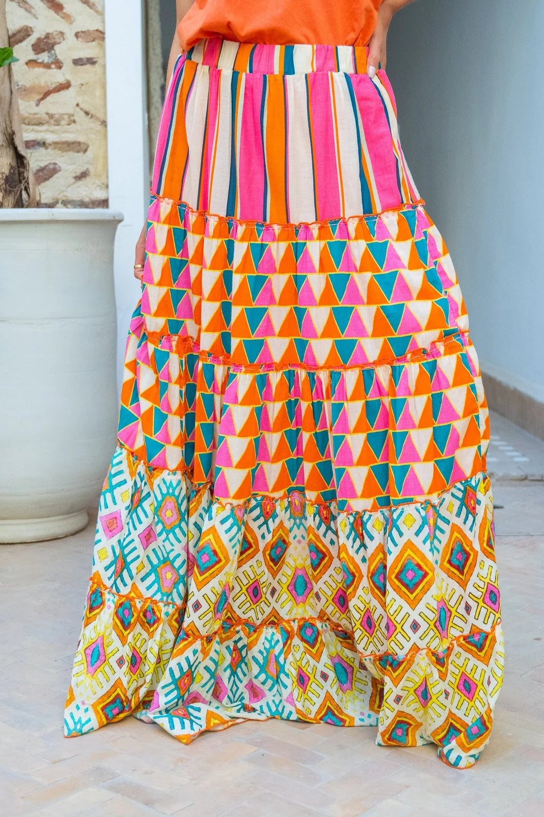 Gigi BOHO Printed Ruffled Skirt