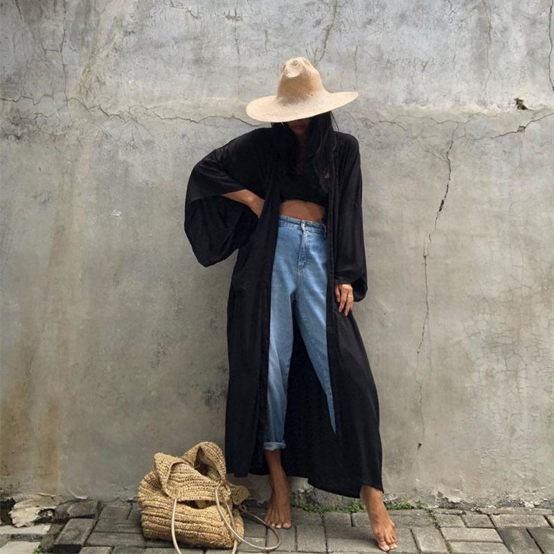 Sonya Long Sleeve Beach Cover Up with Belt