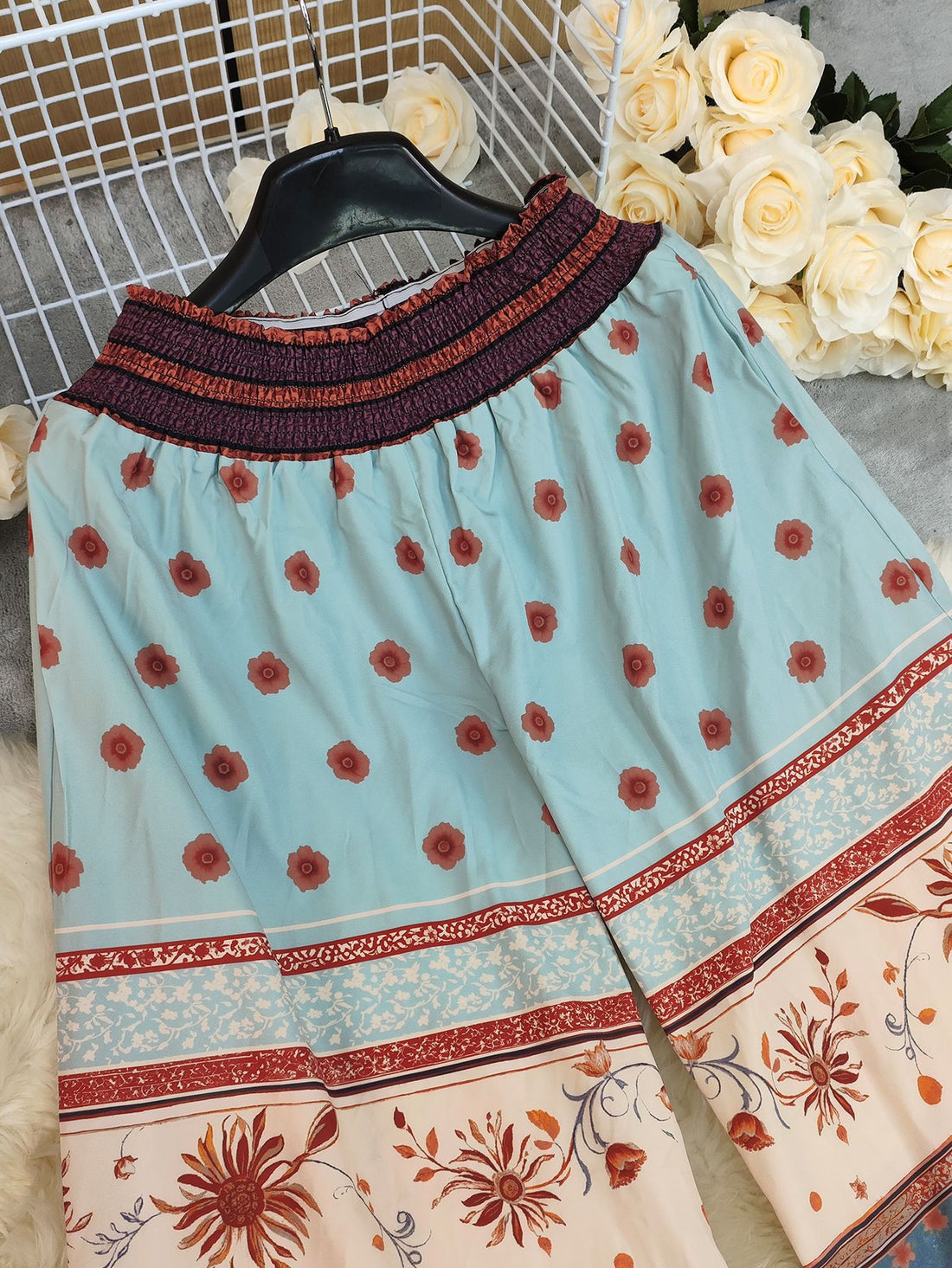 Simone BOHO Printed High Waist Loose Wide Leg Pants