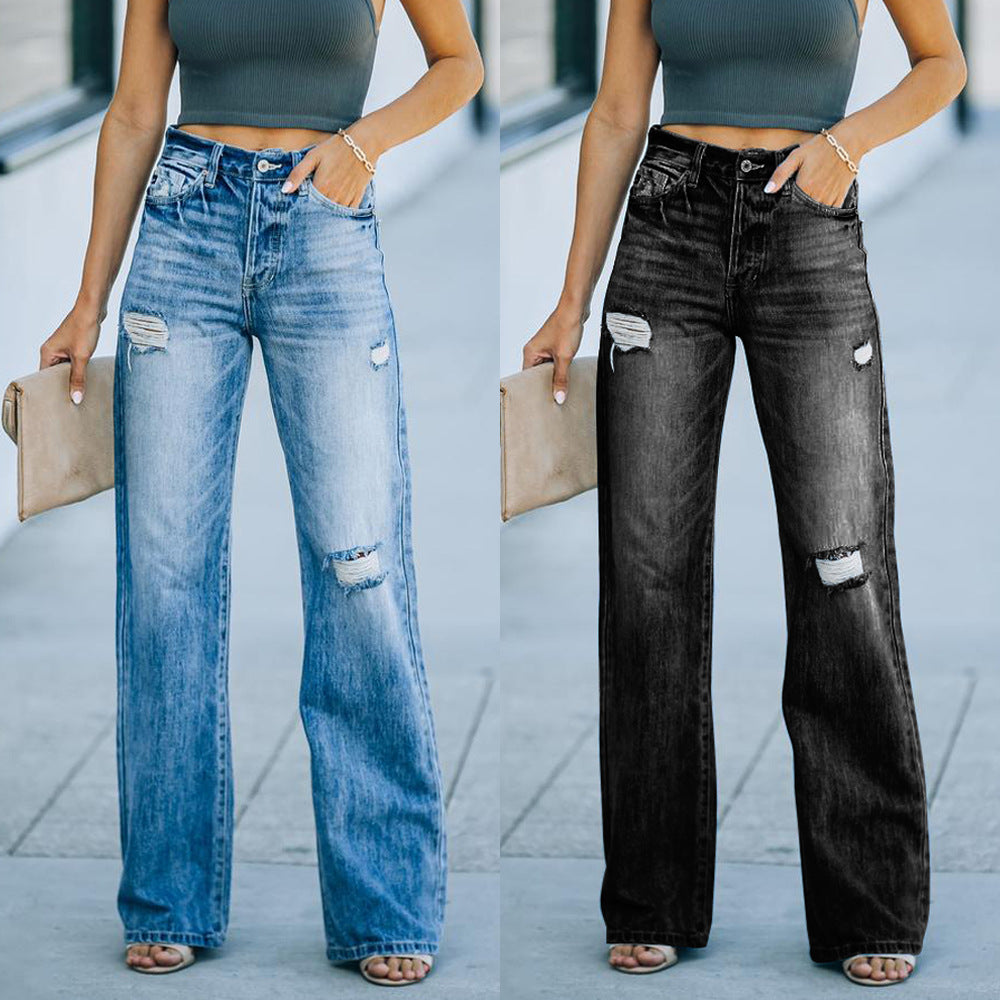 Karrie Ripped Wide-Leg Jeans