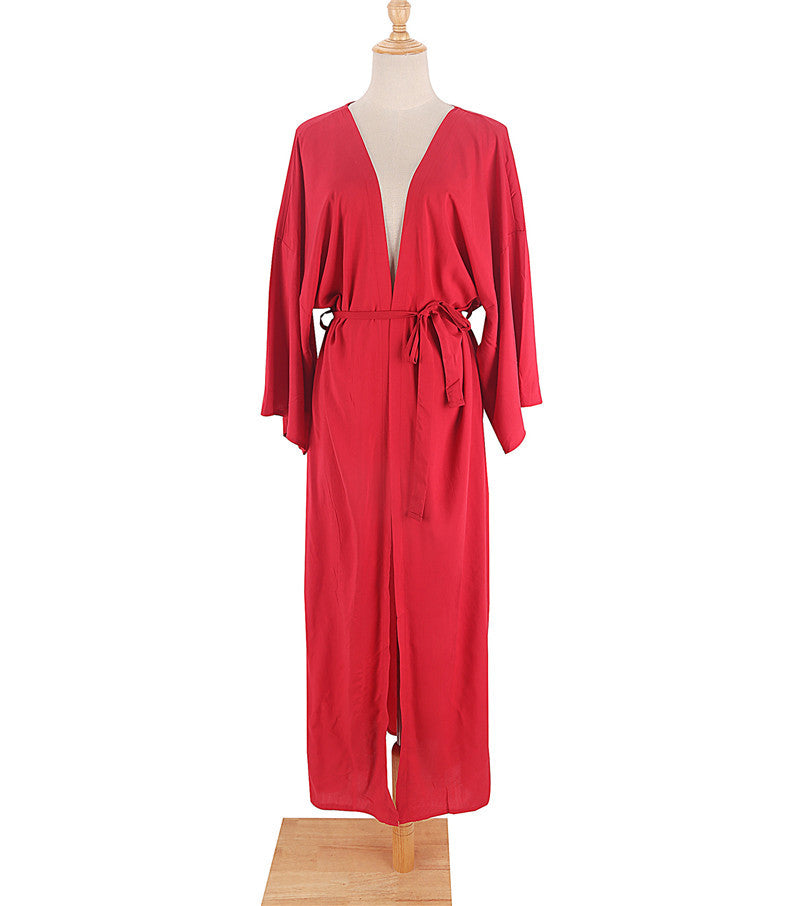 Sonya Long Sleeve Beach Cover Up with Belt