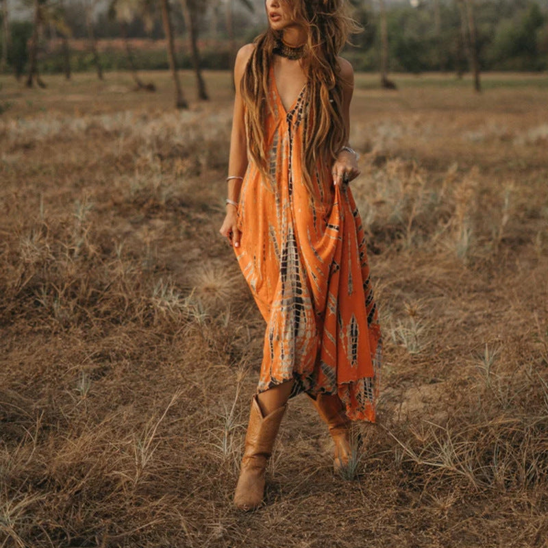 Skyla BOHO Halter Backless Printed Dress Revella The Label Skyla BOHO Halter Backless Printed Dress Revella The Label
