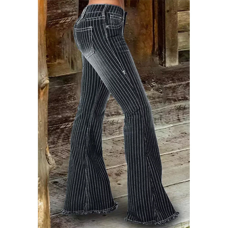 Nina Striped Bell Bottom Jeans