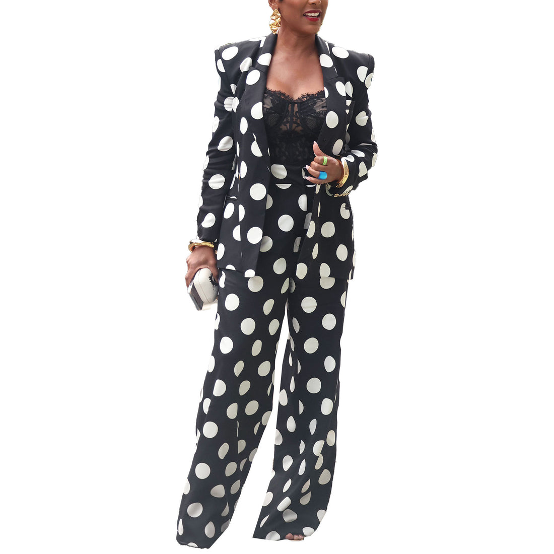 Felina Plus Size Polka Dot Two Piece Suit