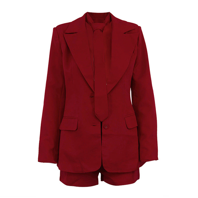 Stella Red Shorts and Jacket Two Piece Set with Tie