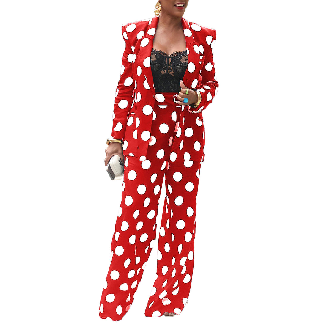 Felina Plus Size Polka Dot Two Piece Suit