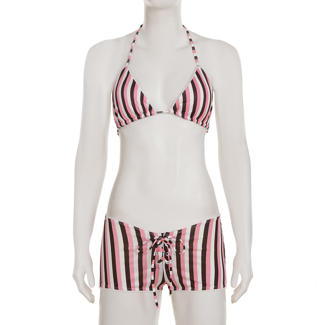 Viola Striped Two-Piece Retro Lace-Up Swimsuit
