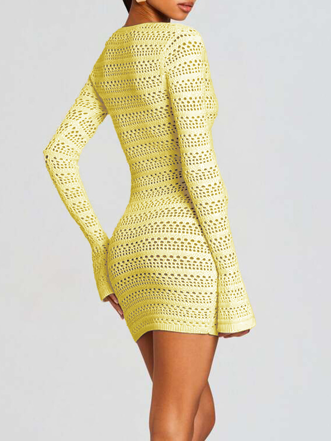 Romella Long Sleeve Hollow Out Cover Up