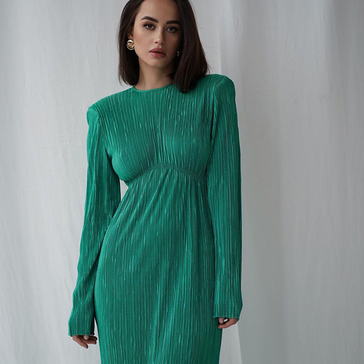 Mariana Pleated Slim Dress