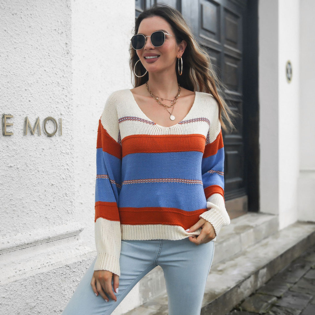 Shania Color V-neck Sweater